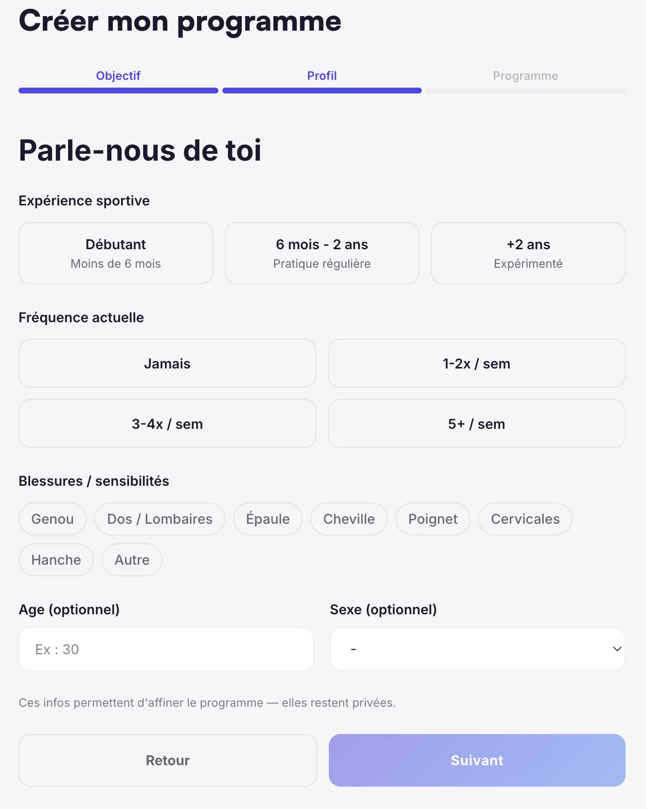 Fill in your profile
